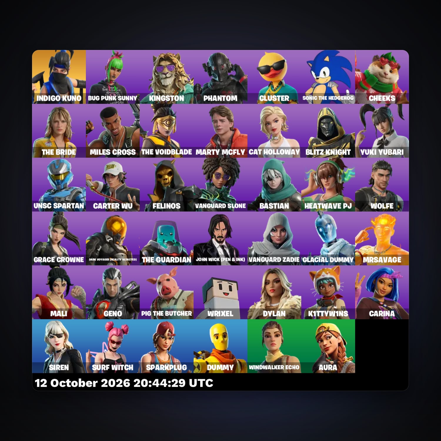 Fortnite account with Indigo Kuno & Bug Punk Sunny — 41 skins — 200 V-Bucks — lvl 1539 — HabibiAccounts
