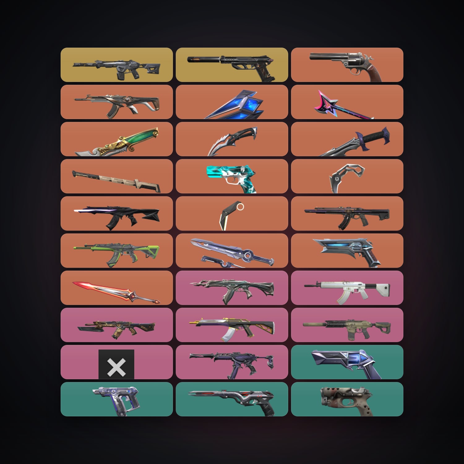 Valorant account: EU Iron 1 locker — 10 knives, 106 skins, lvl 135 — 51 LoL champions — HabibiAccounts