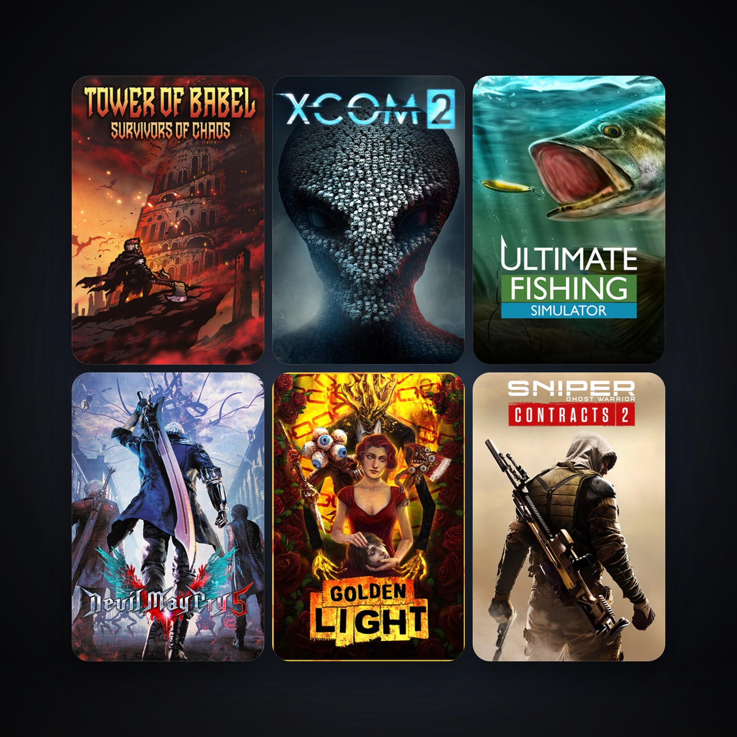XCOM 2 + Ultimate Fishing Simulator, 16 games, Steam 10, clean — HabibiAccounts