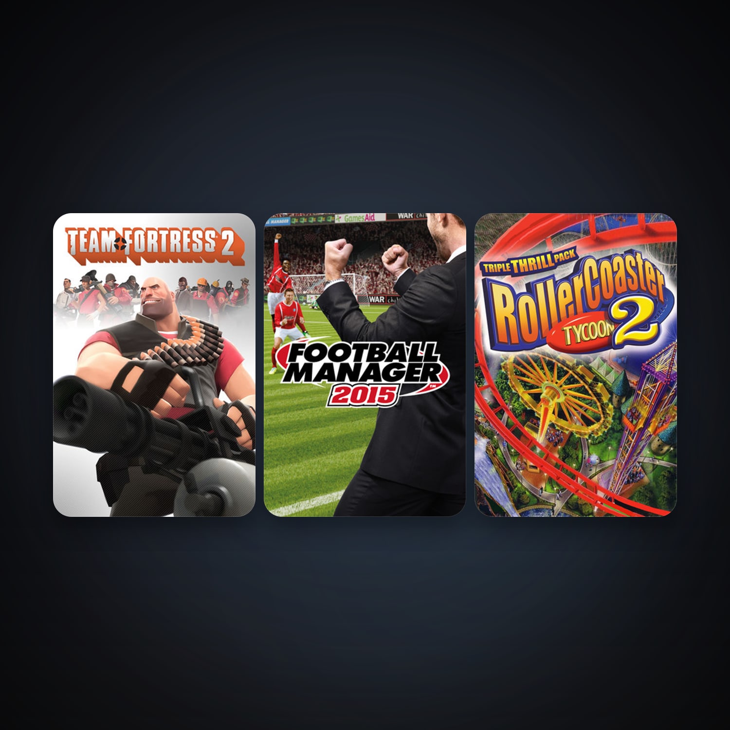 Team Fortress 2 + RollerCoaster Tycoon 2: Triple Thrill Pack, 3 games, clean — HabibiAccounts