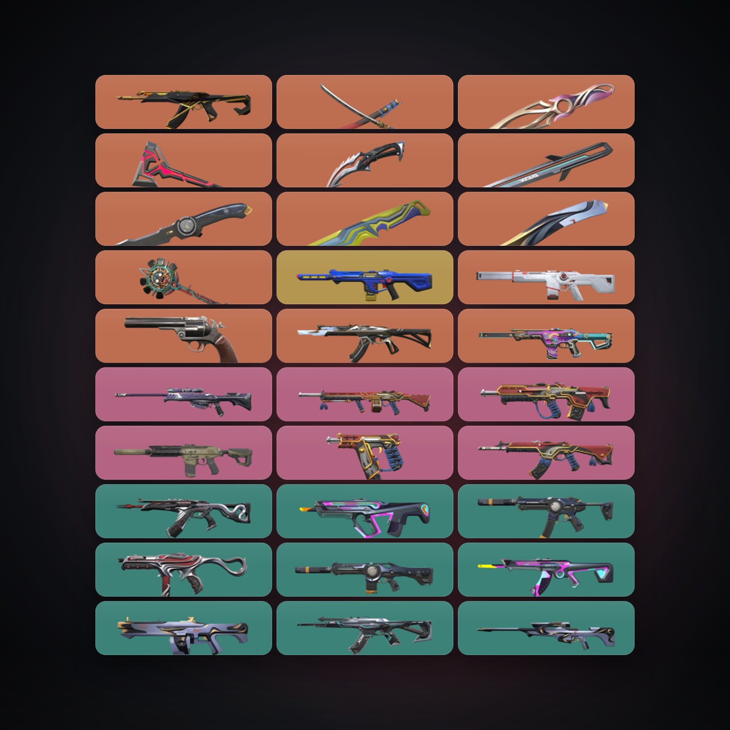 Valorant account: AP Bronze 3 locker — 9 knives, 135 skins, lvl 209 — HabibiAccounts
