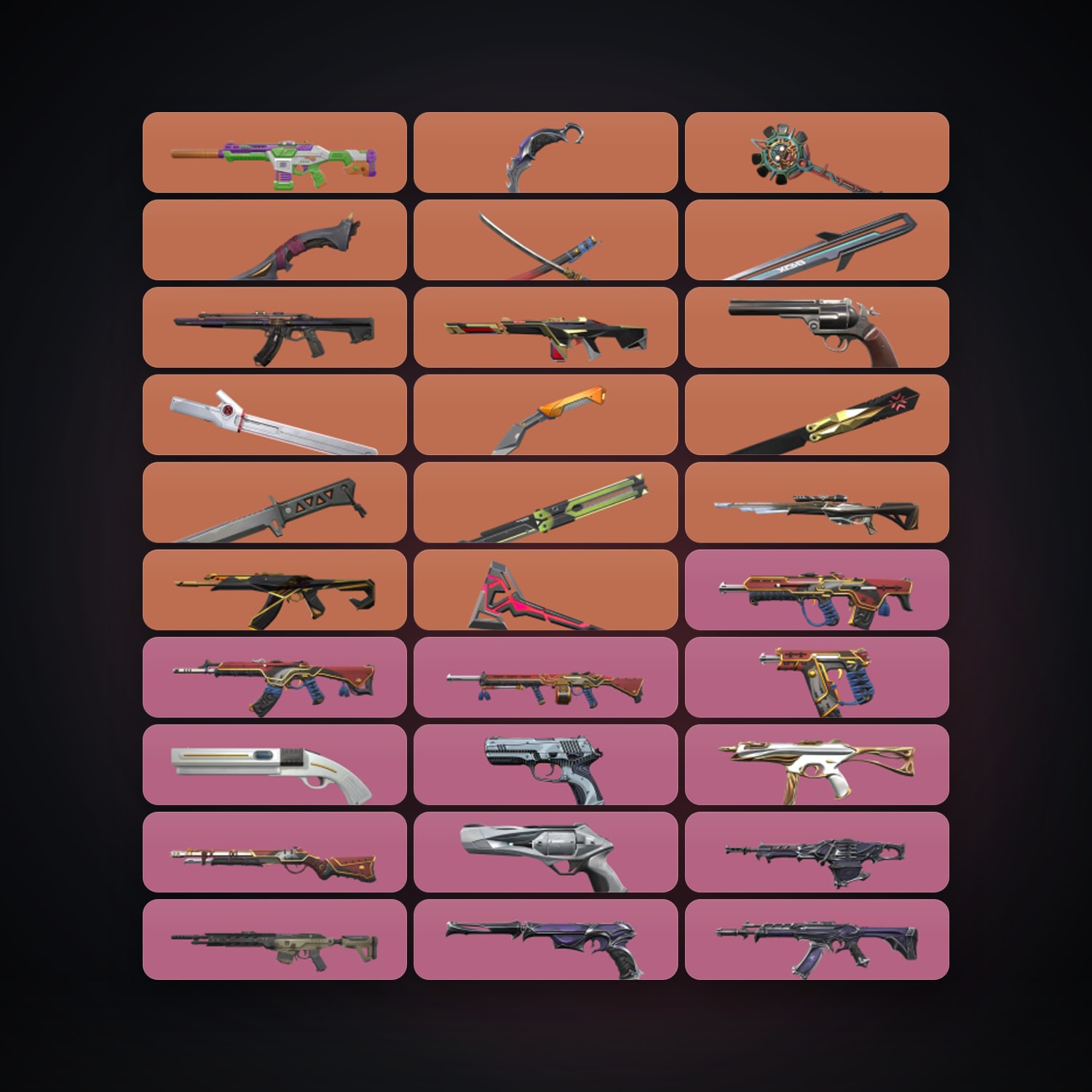 Valorant account: NA Bronze 3 locker — 11 knives, 108 skins, lvl 186 — HabibiAccounts