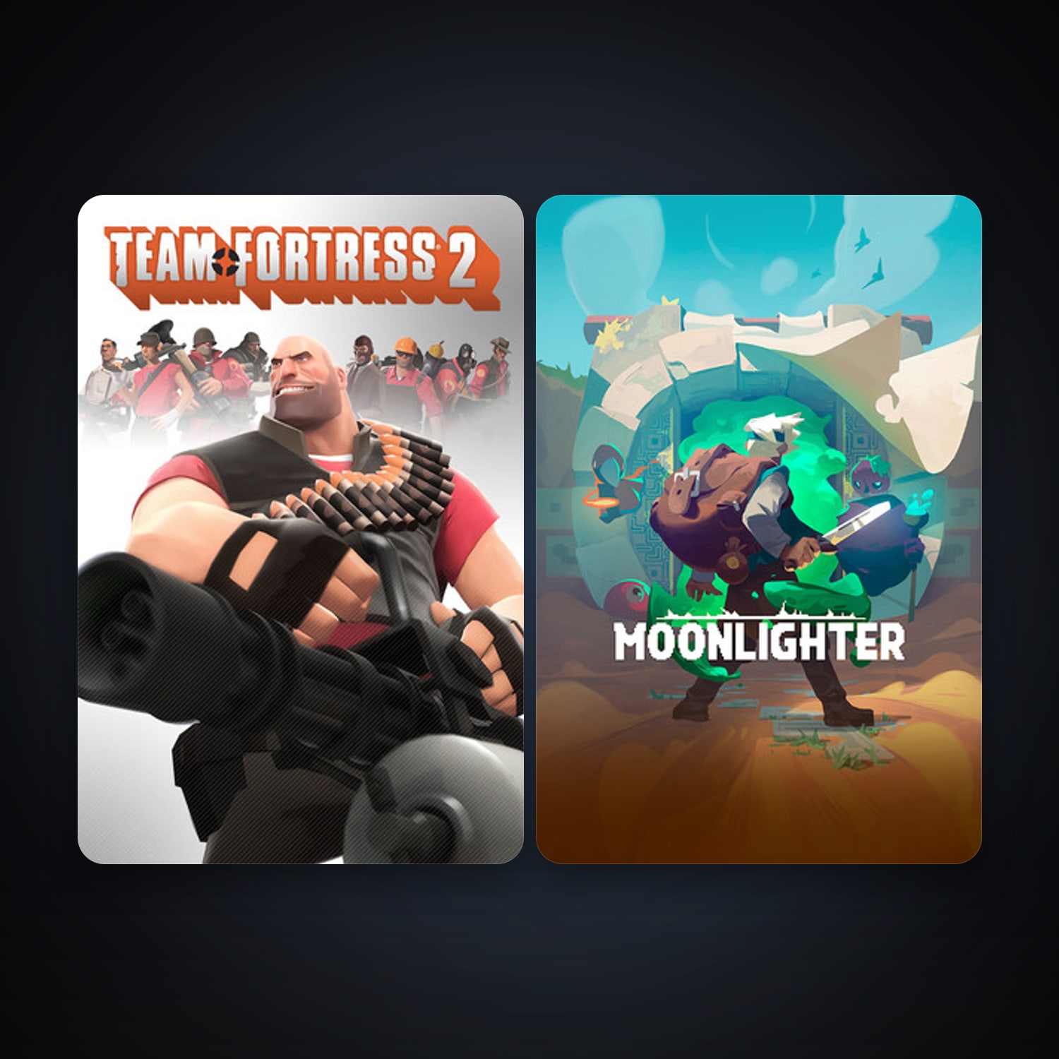Team Fortress 2 + Moonlighter, 5 games, clean — HabibiAccounts