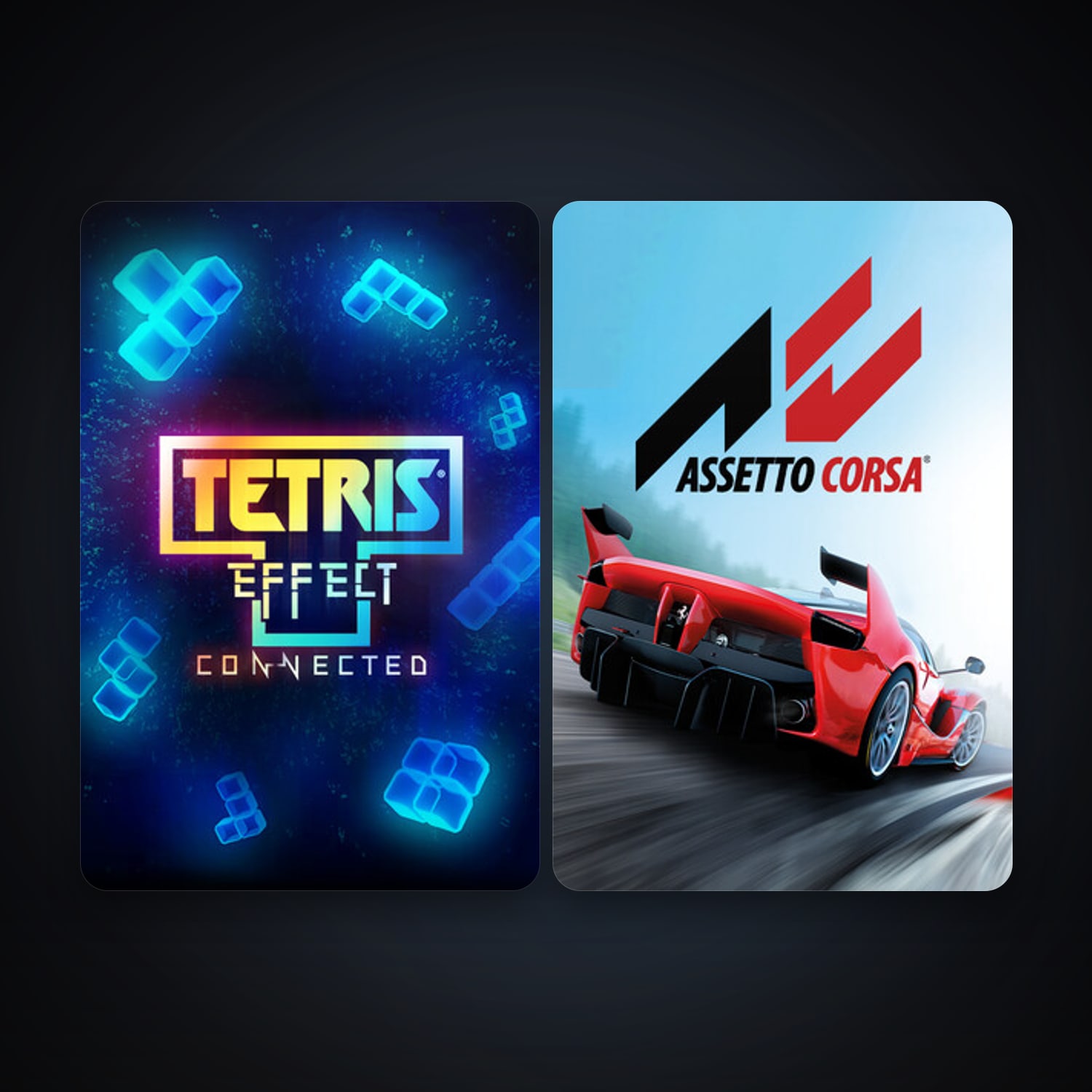 Assetto Corsa + Tetris Effect: Connected, 2 games, clean — HabibiAccounts