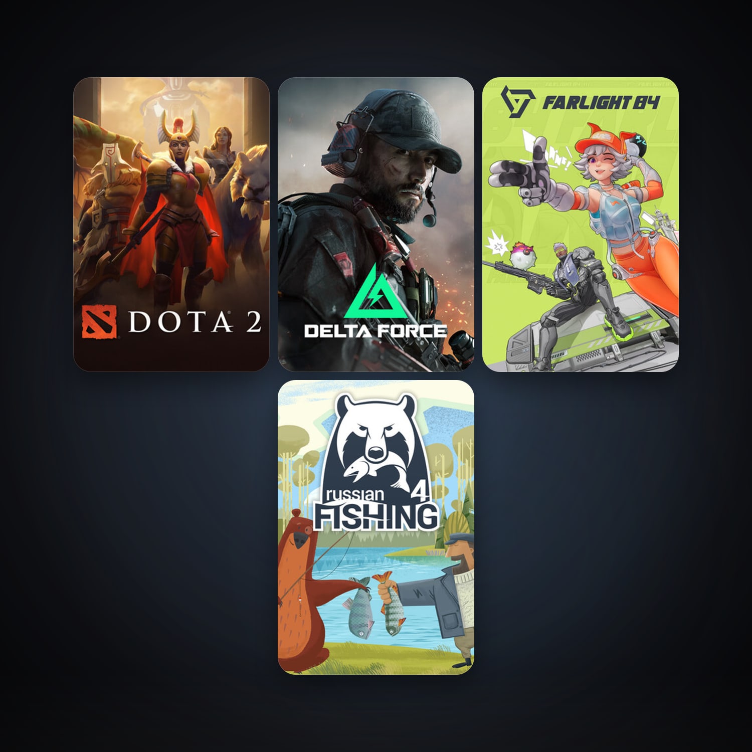 Dota 2 + Russian Fishing 4, 7 games, clean — HabibiAccounts