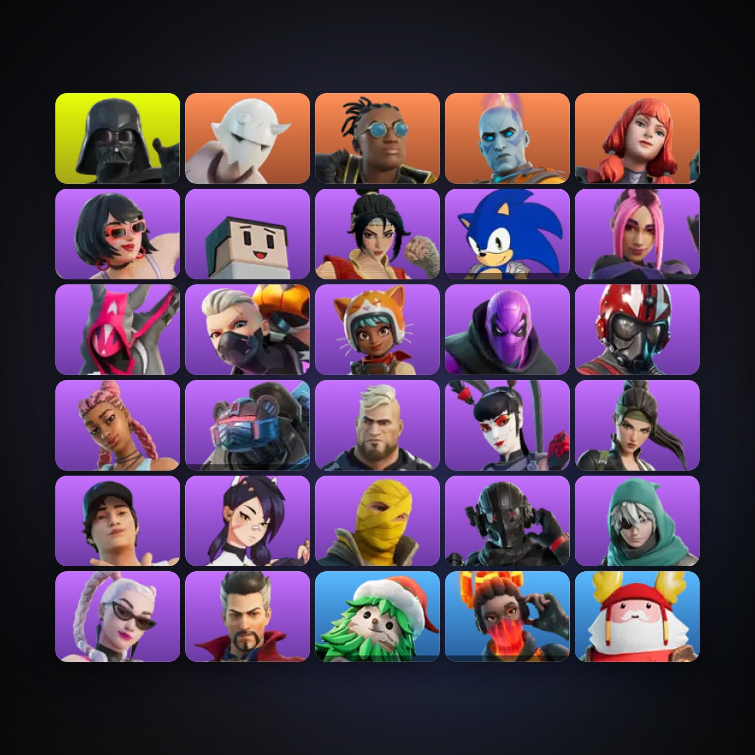 حساب فورتنايت Darth Vader وSnap، لوكر 33 سكن، 500 فيبوكس، لفل 1193، 222 فوز — HabibiAccounts