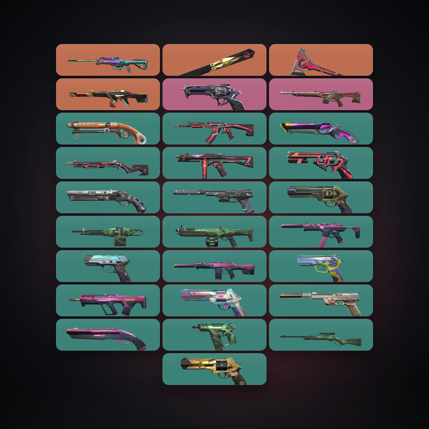 Valorant account: AP Silver 2 locker — 2 knives, 28 skins, lvl 179 — HabibiAccounts