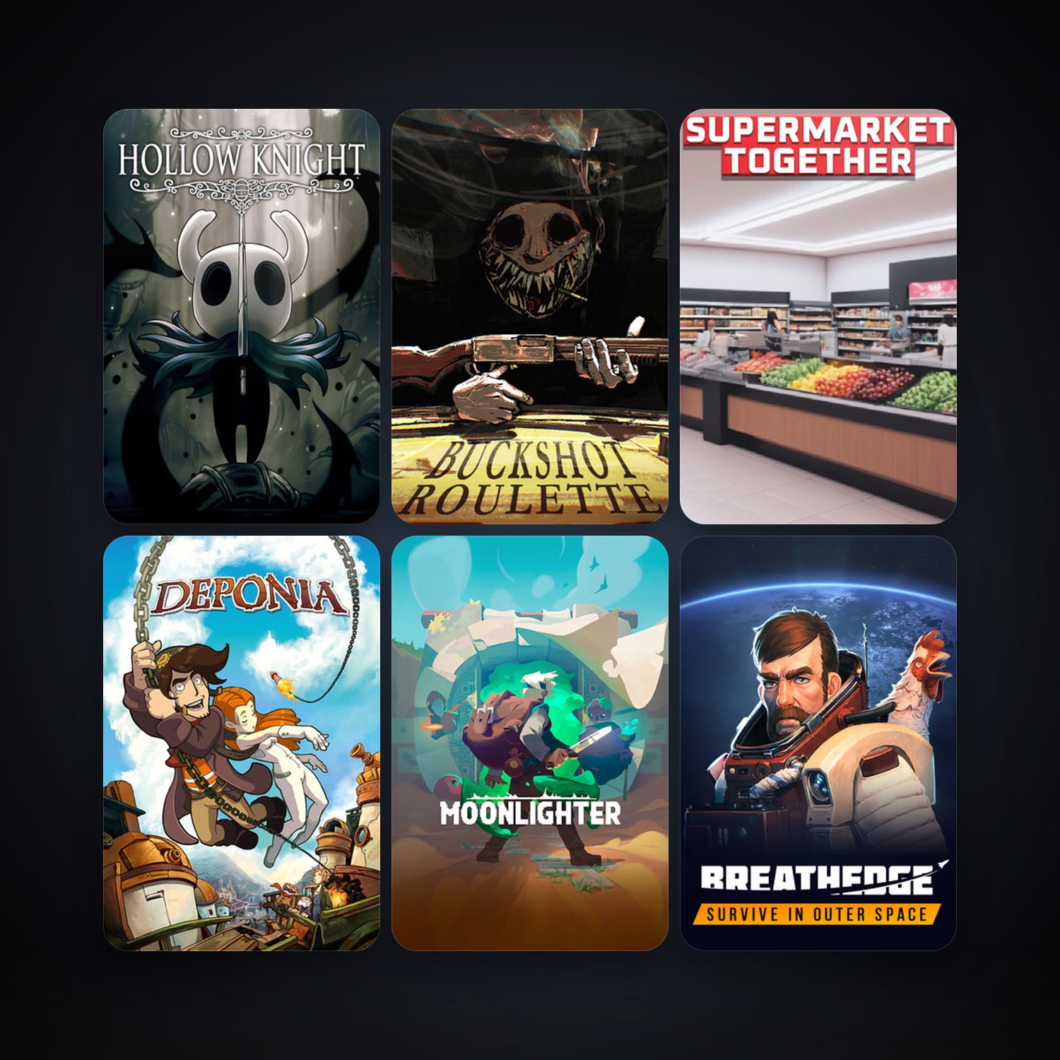 Deponia + Hollow Knight, 13 games, clean — HabibiAccounts