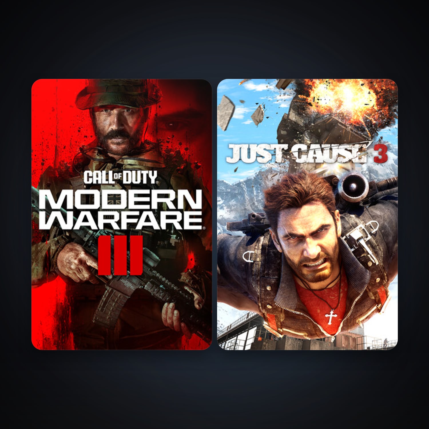 Just Cause 3 + Call of Duty: Modern Warfare III, 3 games, clean — HabibiAccounts