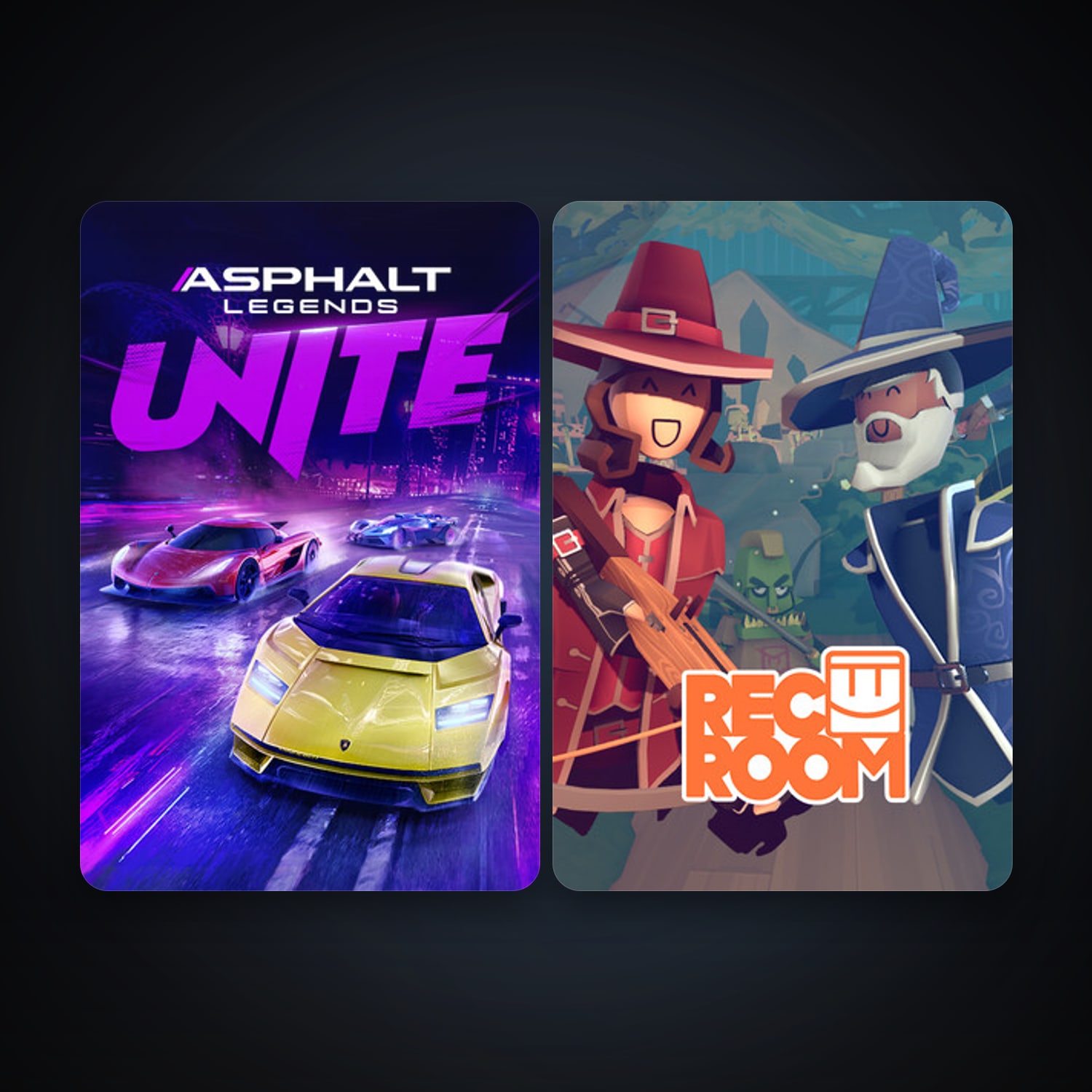 Rec Room + Asphalt Legends Unite, 8 games, clean — HabibiAccounts