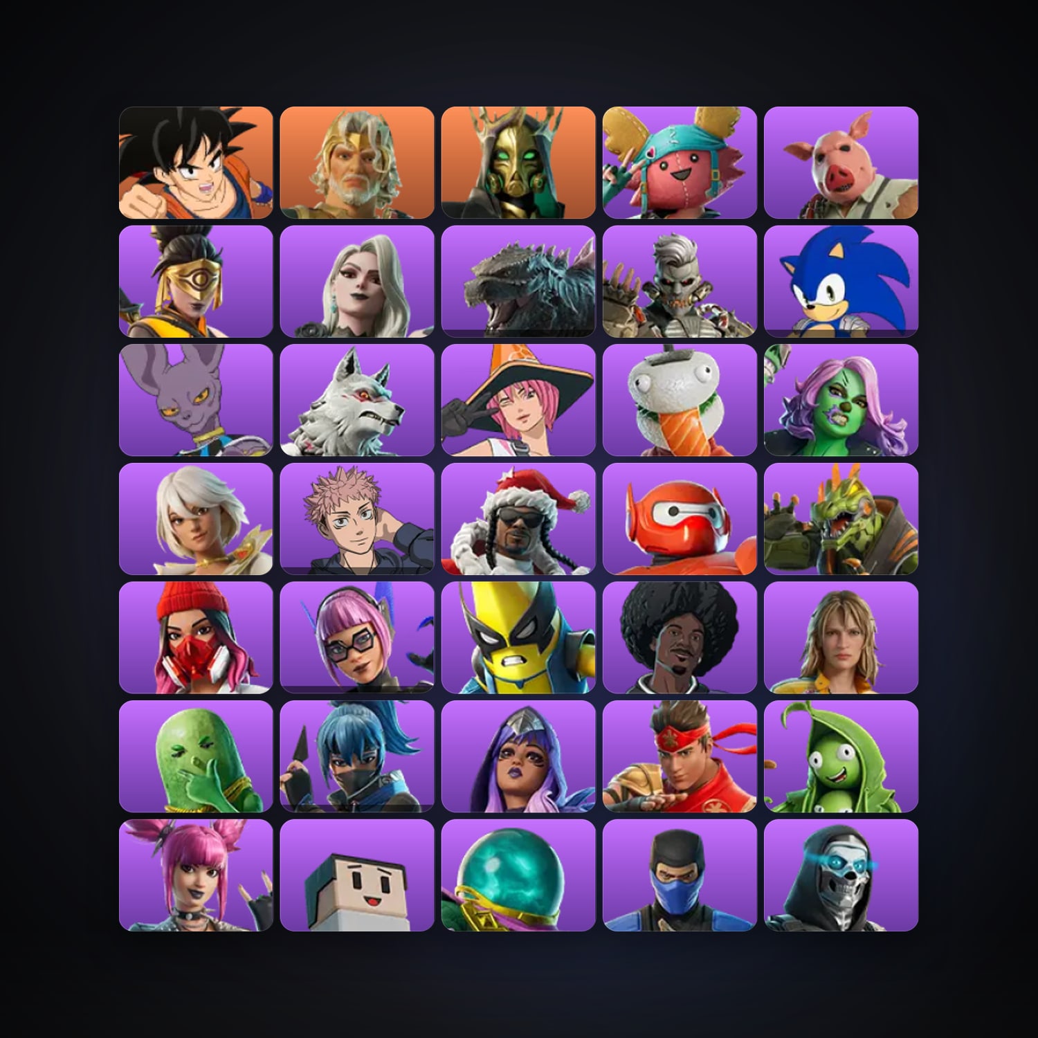 Fortnite account with Son Goku & Zeus — 101 skins — 250 V-Bucks — lvl 1128 — HabibiAccounts