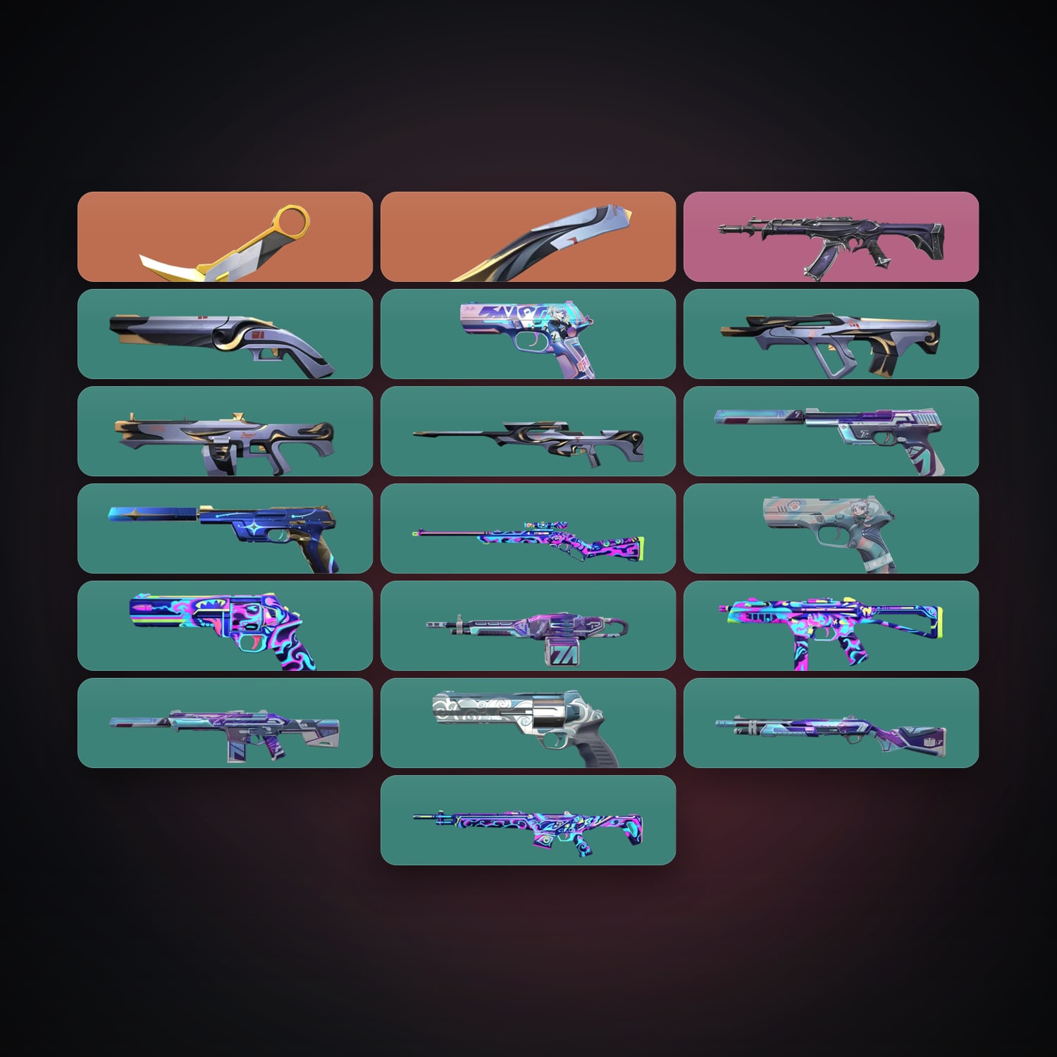 Valorant account: AP Gold 3 locker — 2 knives, 19 skins, lvl 157 — HabibiAccounts