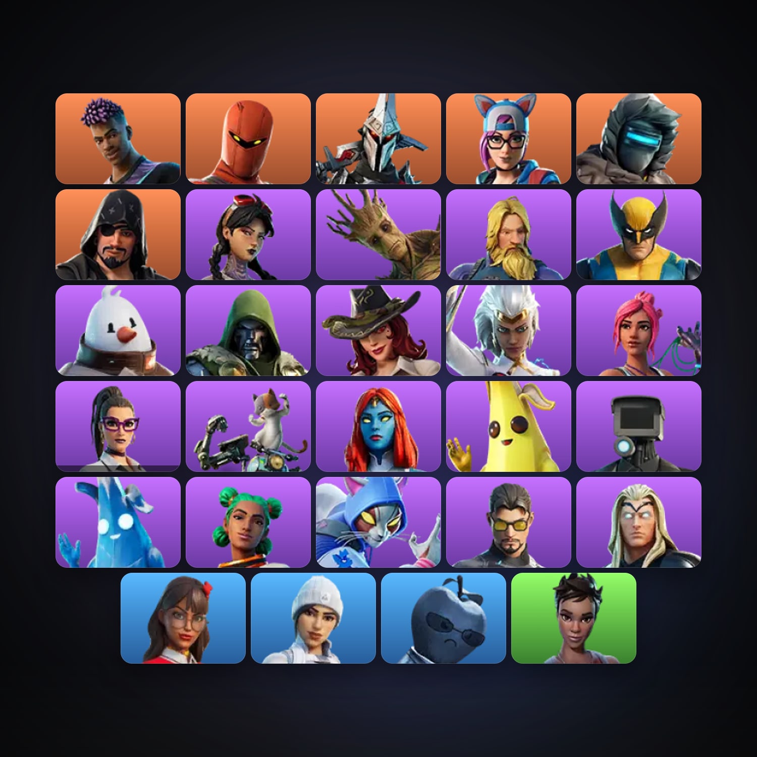 Fortnite account with Peely & Fade — 29 skins — 550 V-Bucks — lvl 830 — HabibiAccounts