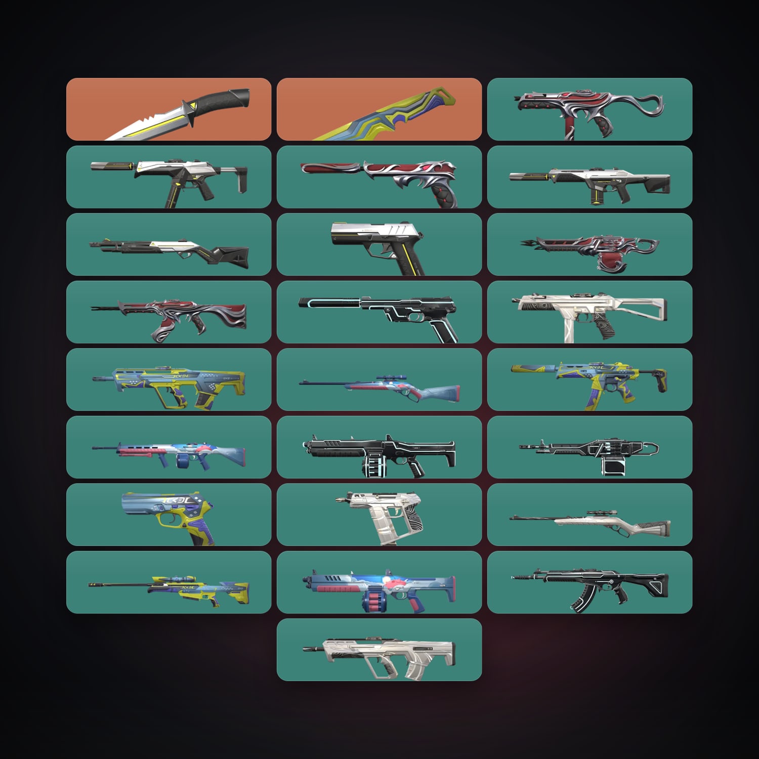 Valorant account: BR Gold 2 locker — 2 knives, 26 skins, lvl 50 — HabibiAccounts
