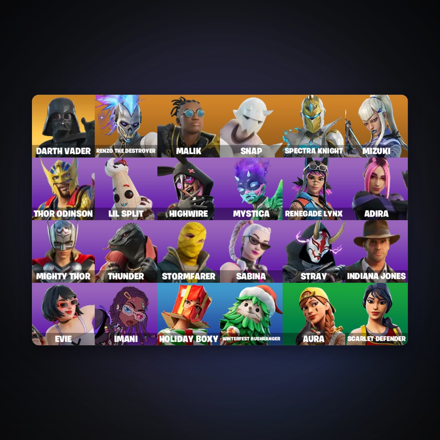Fortnite account with Renzo the Destroyer & Malik — 26 skins — 850 V-Bucks — lvl 727 — HabibiAccounts