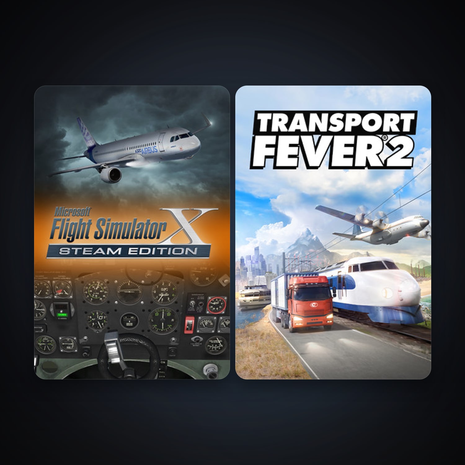 Microsoft Flight Simulator X: Steam Edition + Transport Fever 2, 3 games, clean — HabibiAccounts