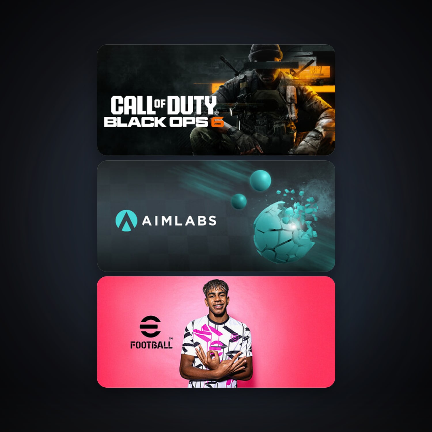 Aimlabs + eFootball 2024, 12 games, clean — HabibiAccounts