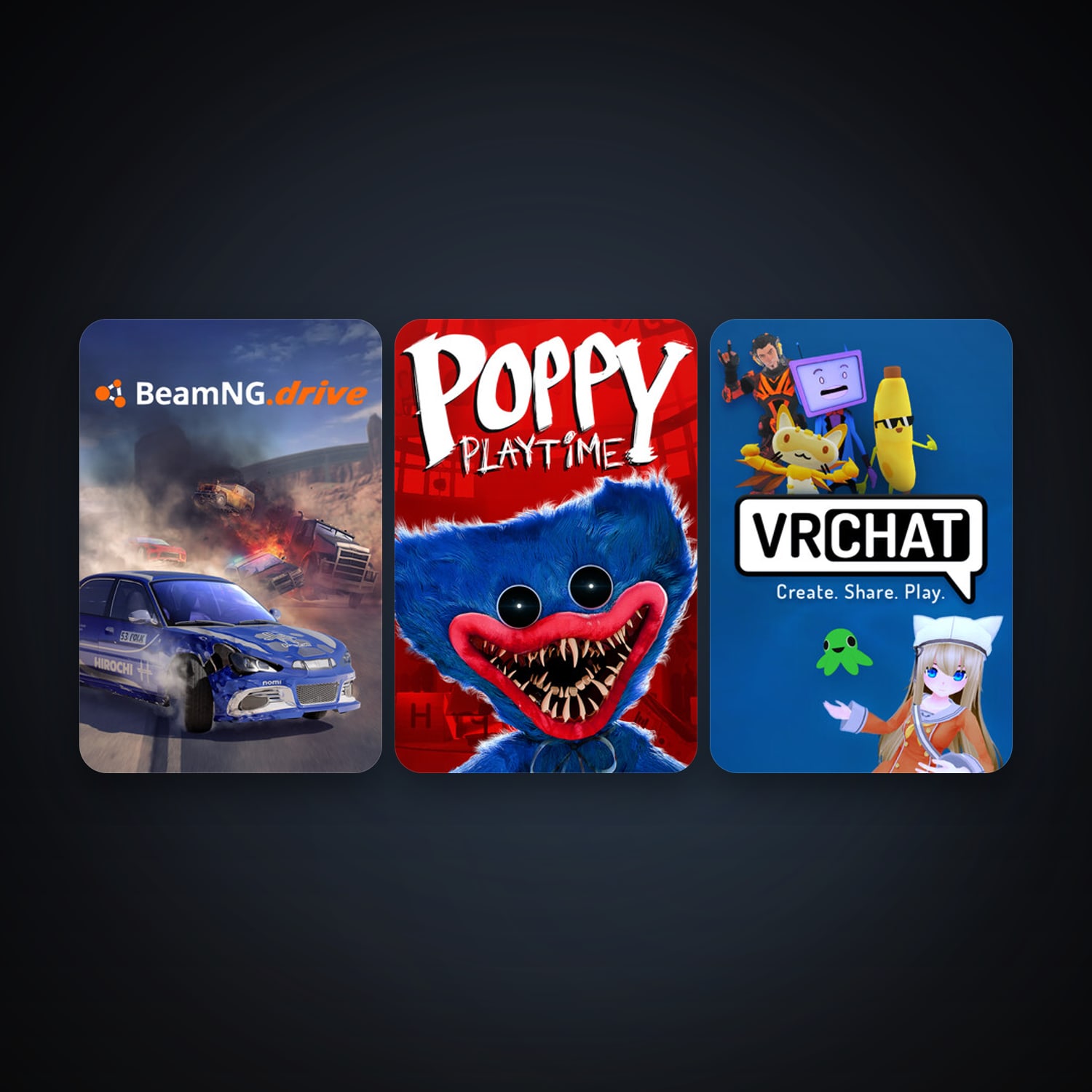Steam account: BeamNG.drive + VRChat, 7 games, clean — HabibiAccounts