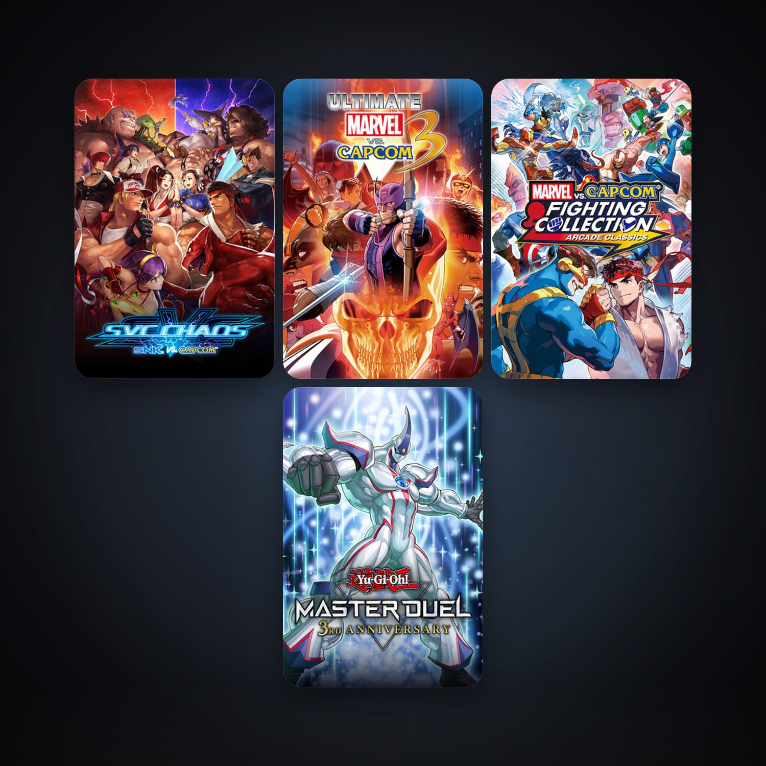 ULTIMATE MARVEL VS. CAPCOM 3 + Yu-Gi-Oh! Master Duel, 6 games, clean — HabibiAccounts