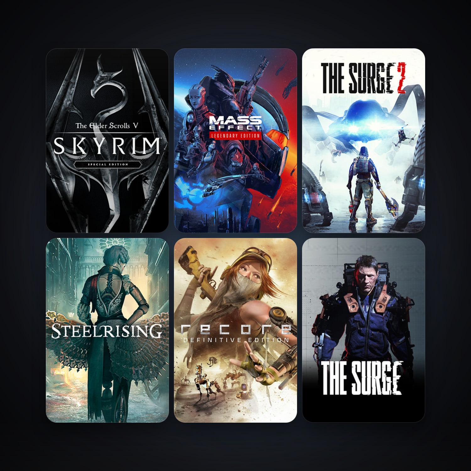 The Surge + The Elder Scrolls V: Skyrim Special Edition, 48 games, clean — HabibiAccounts
