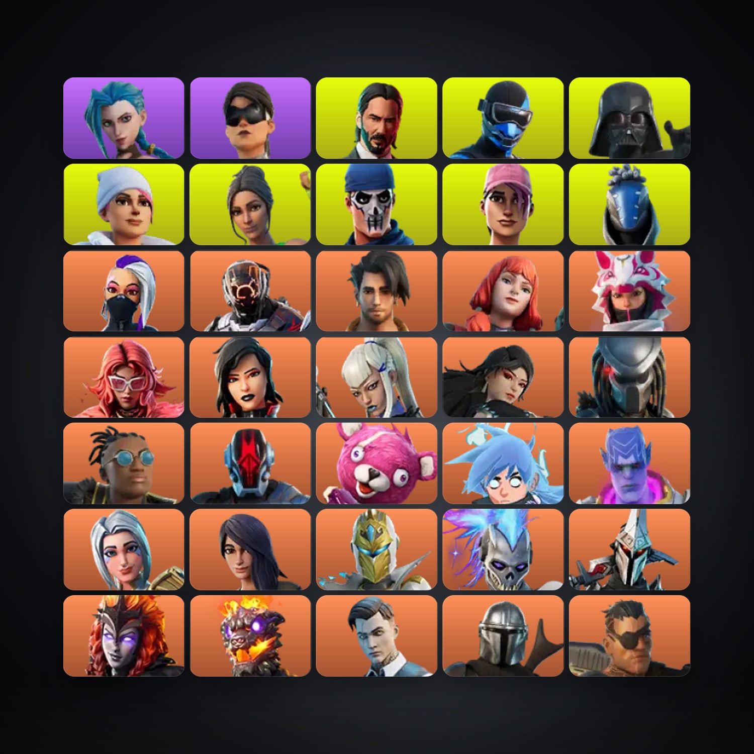 حساب فورتنايت John Wick وWarpaint، اللوكر مليان 503 سكن، 2.1K فيبوكس، لفل 4536، 272 فوز — HabibiAccounts