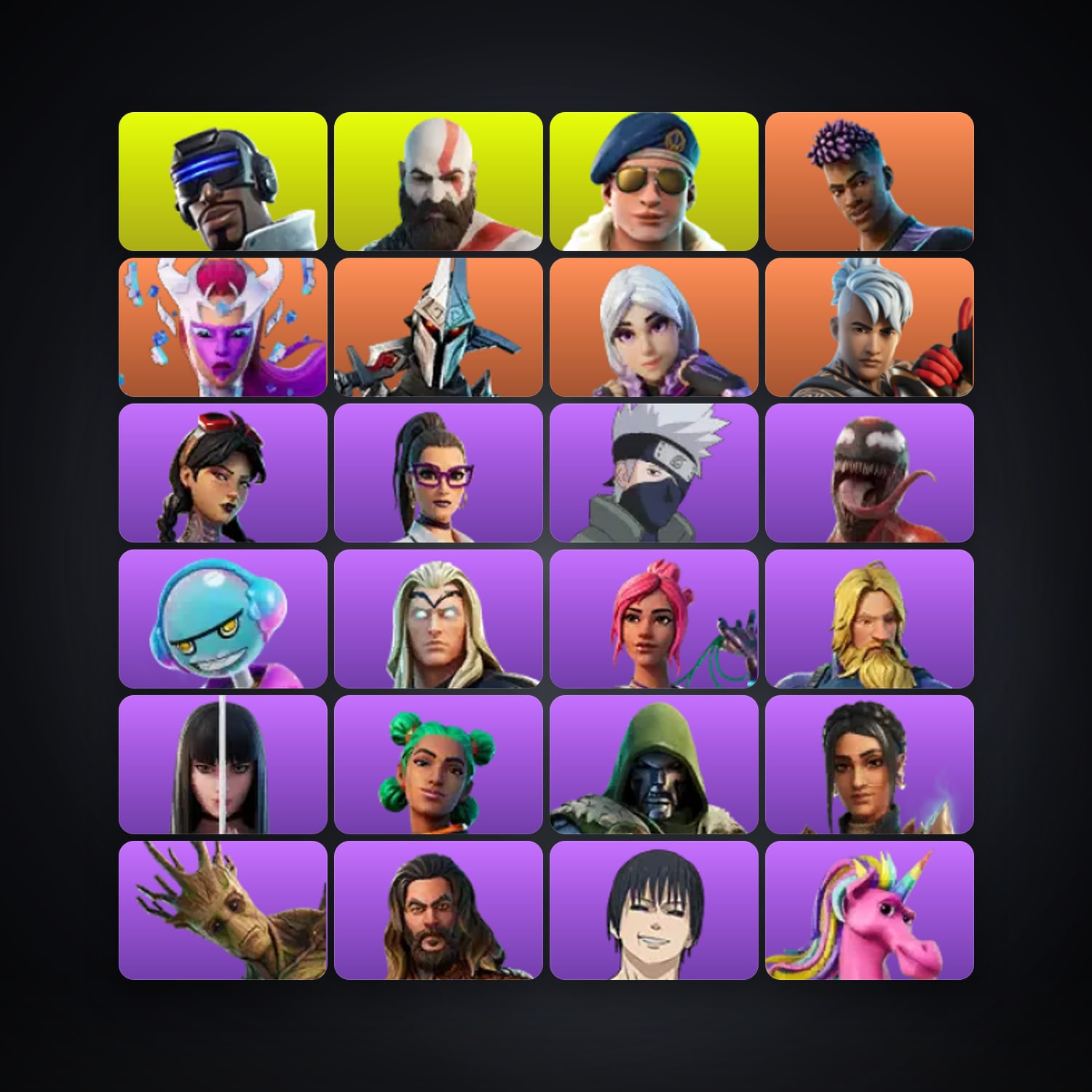 حساب فورتنايت Blue Striker وKratos، لوكر 40 سكن، 200 فيبوكس، لفل 1859، 320 فوز — HabibiAccounts