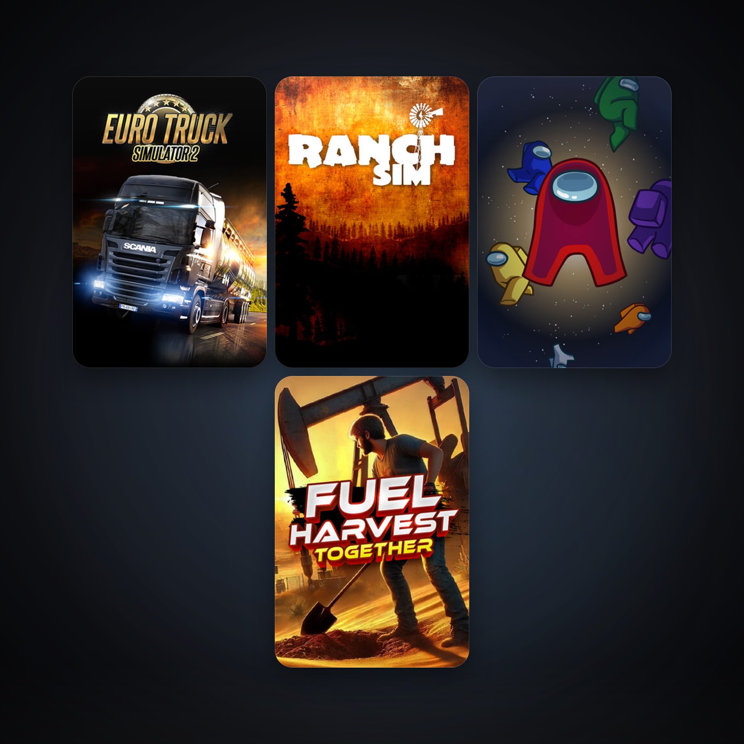 Euro Truck Simulator 2 + Among Us, 6 games, clean — HabibiAccounts