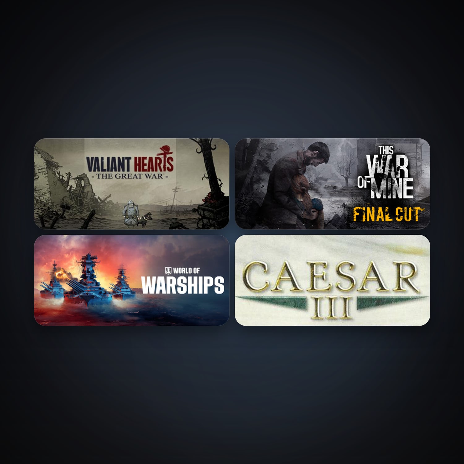 Valiant Hearts: The Great War / Soldats Inconnus : Mémoires de la Grande Guerre + This War of Mine, 7 games, clean — HabibiAccounts