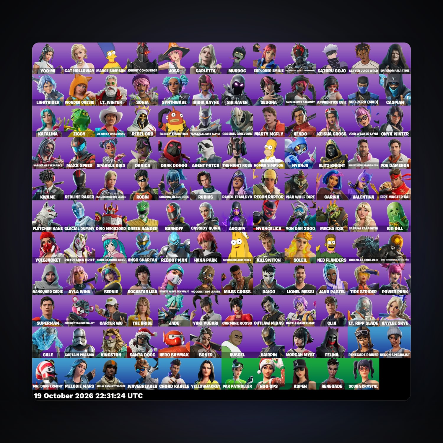 Fortnite account with Murdoc & Slayer Juice WRLD — 131 skins — 350 V-Bucks — lvl 2249 — HabibiAccounts
