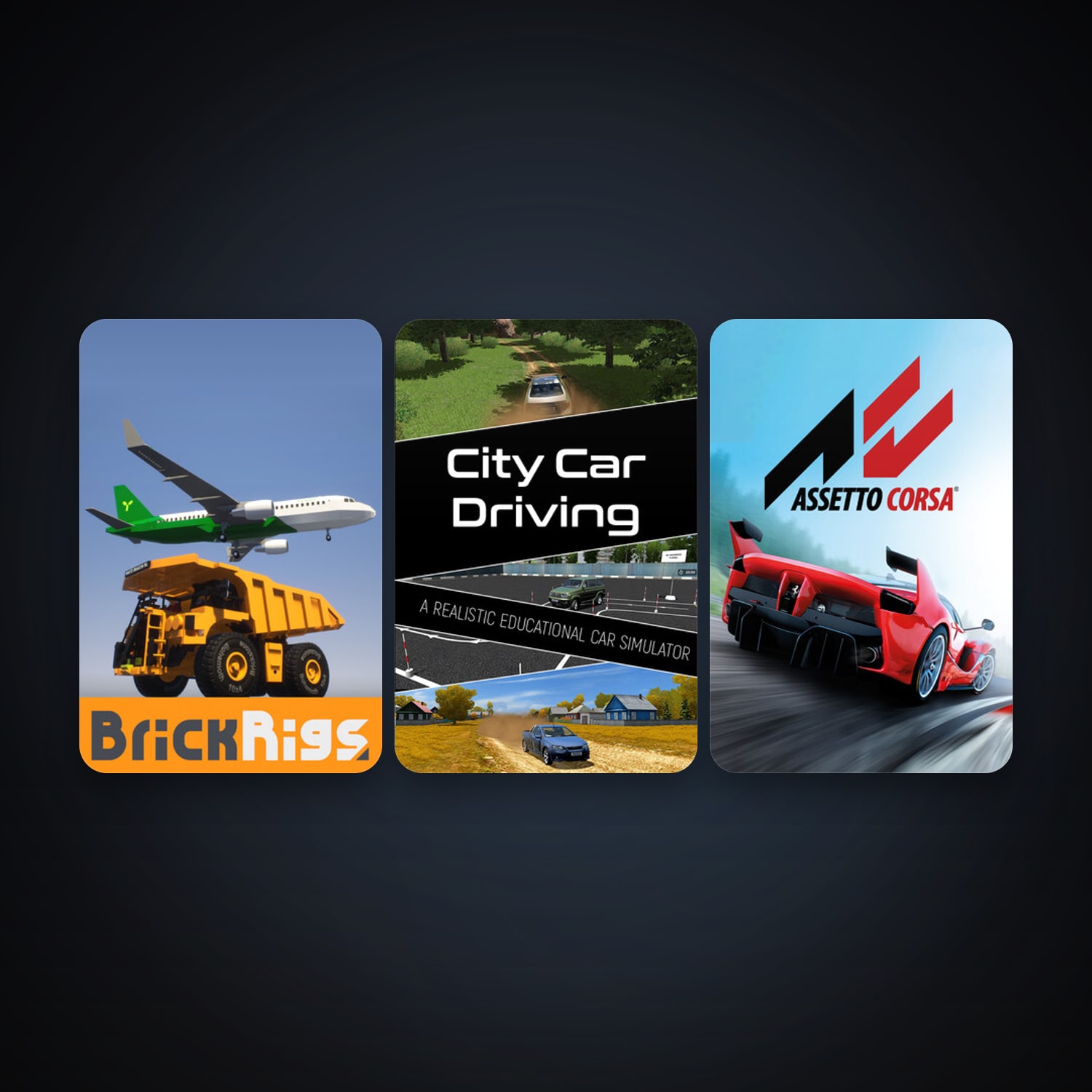 Assetto Corsa + City Car Driving, 4 games, clean — HabibiAccounts