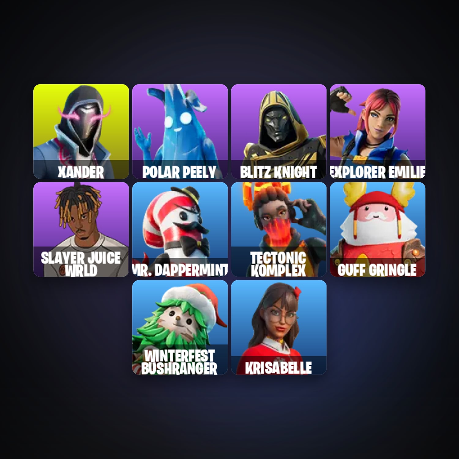 Fortnite account with Xander & Polar Peely — 14 skins — 300 V-Bucks — lvl 253 — HabibiAccounts