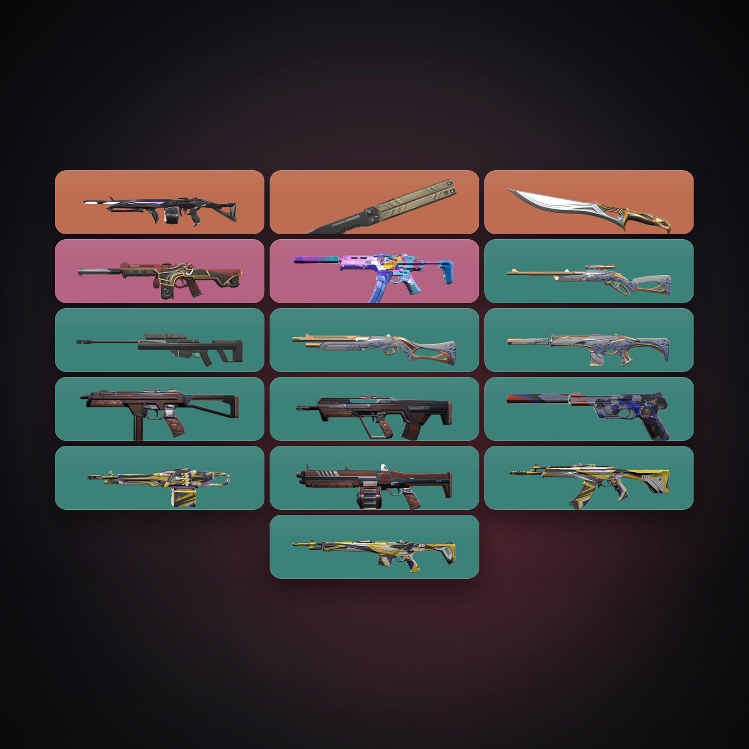 Valorant account: NA Silver 2 locker — 2 knives, 17 skins, lvl 70 — HabibiAccounts