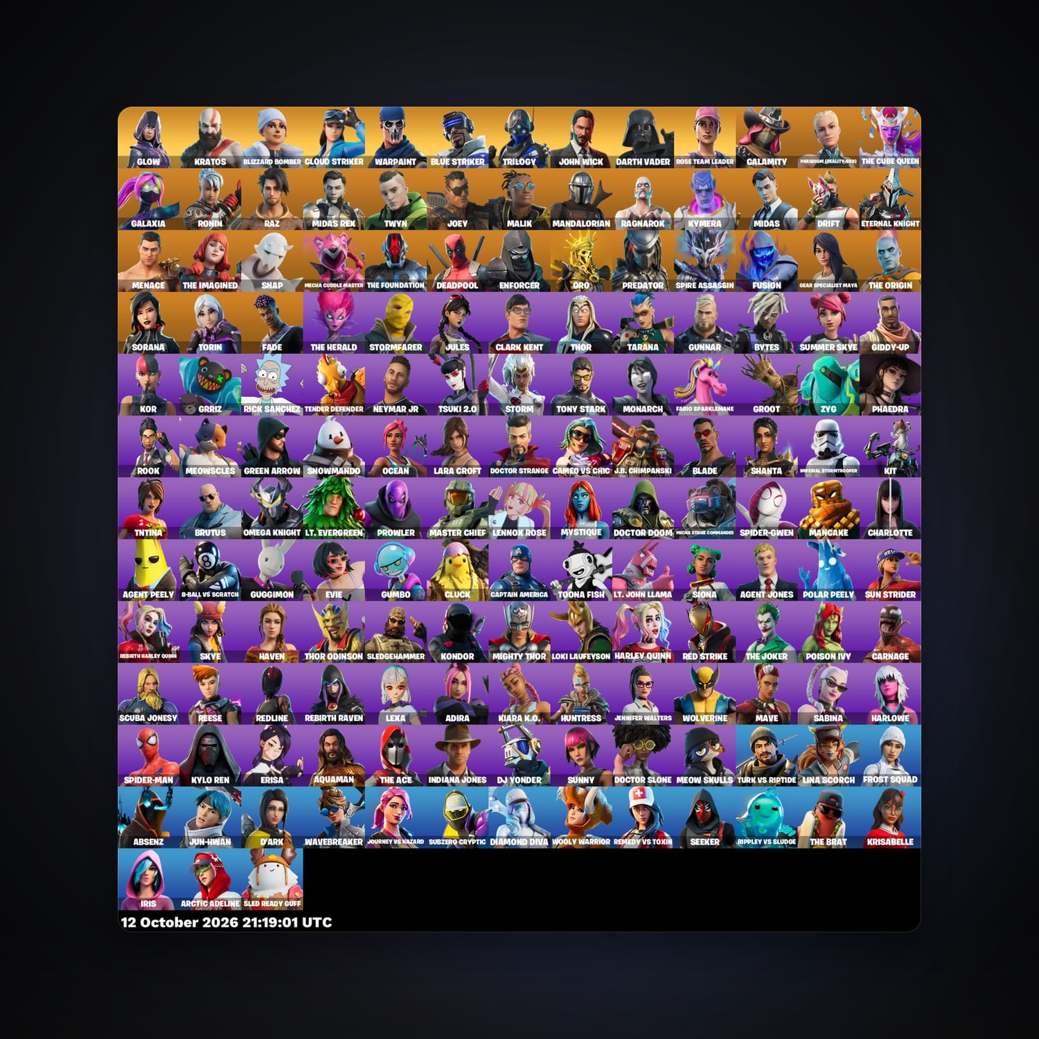 Fortnite account with Glow & Warpaint — 159 skins — 2.1K V-Bucks — lvl 2406 — HabibiAccounts