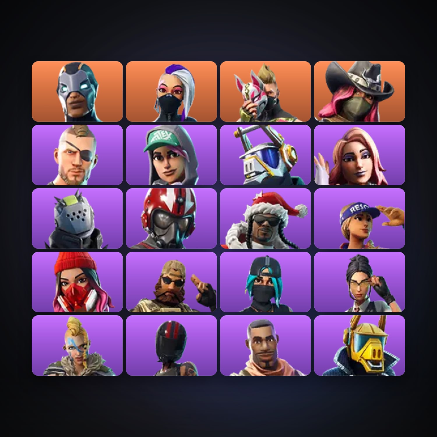 حساب فورتنايت Carbide وDrift، لوكر 22 سكن، 450 فيبوكس، لفل 463، 20 فوز — HabibiAccounts