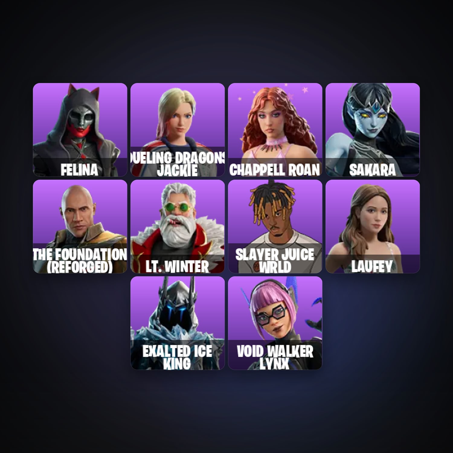 Fortnite account with Felina & Dueling Dragons Jackie — 14 skins — 800 V-Bucks — lvl 241 — HabibiAccounts