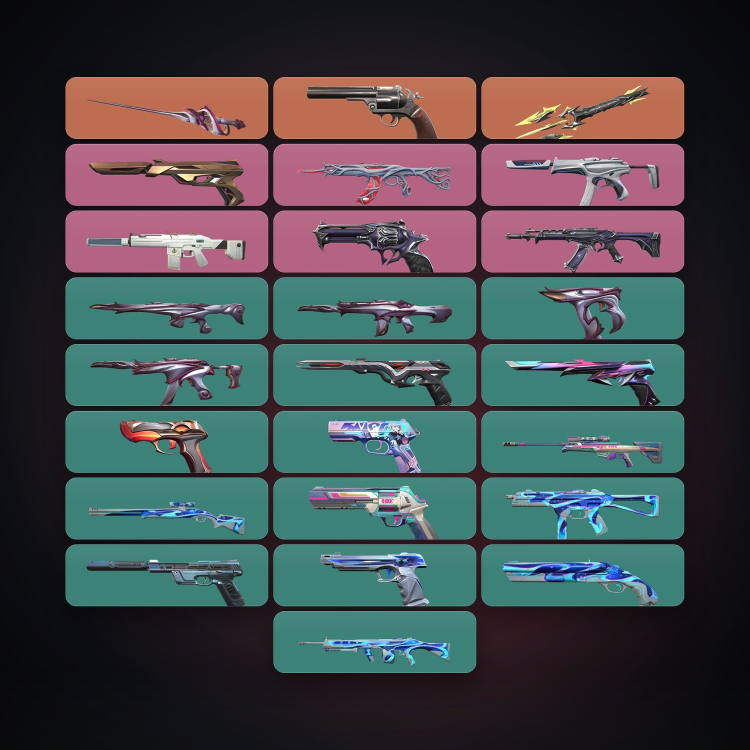 Valorant account: AP Plat 1 locker — 2 knives, 27 skins, lvl 163 — HabibiAccounts