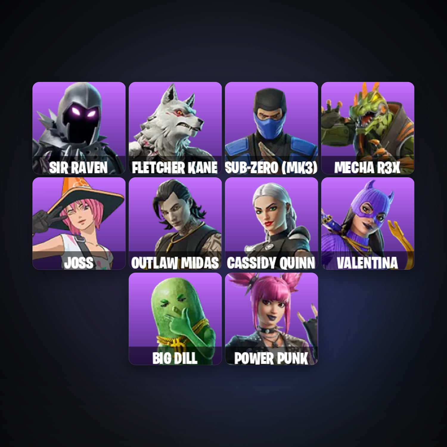 Fortnite account with Sir Raven & Fletcher Kane — 14 skins — 1.3K V-Bucks — lvl 218 — HabibiAccounts
