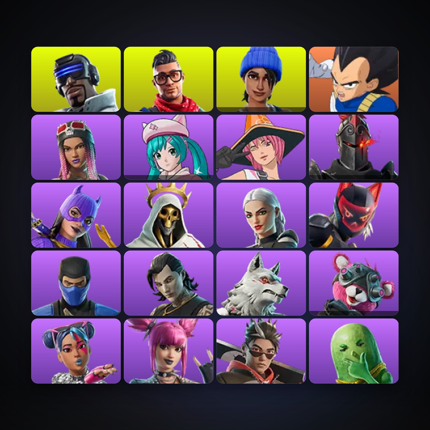 Fortnite account with Vegeta & Neko Hatsune Miku — 21 skins — lvl 305 — HabibiAccounts