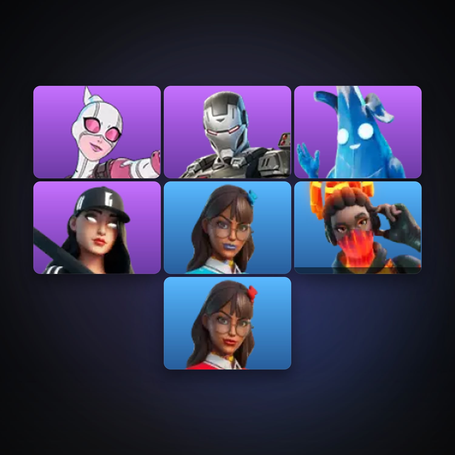 Fortnite account with Gwenpool & War Machine — 7 skins — 250 V-Bucks — lvl 308 — HabibiAccounts