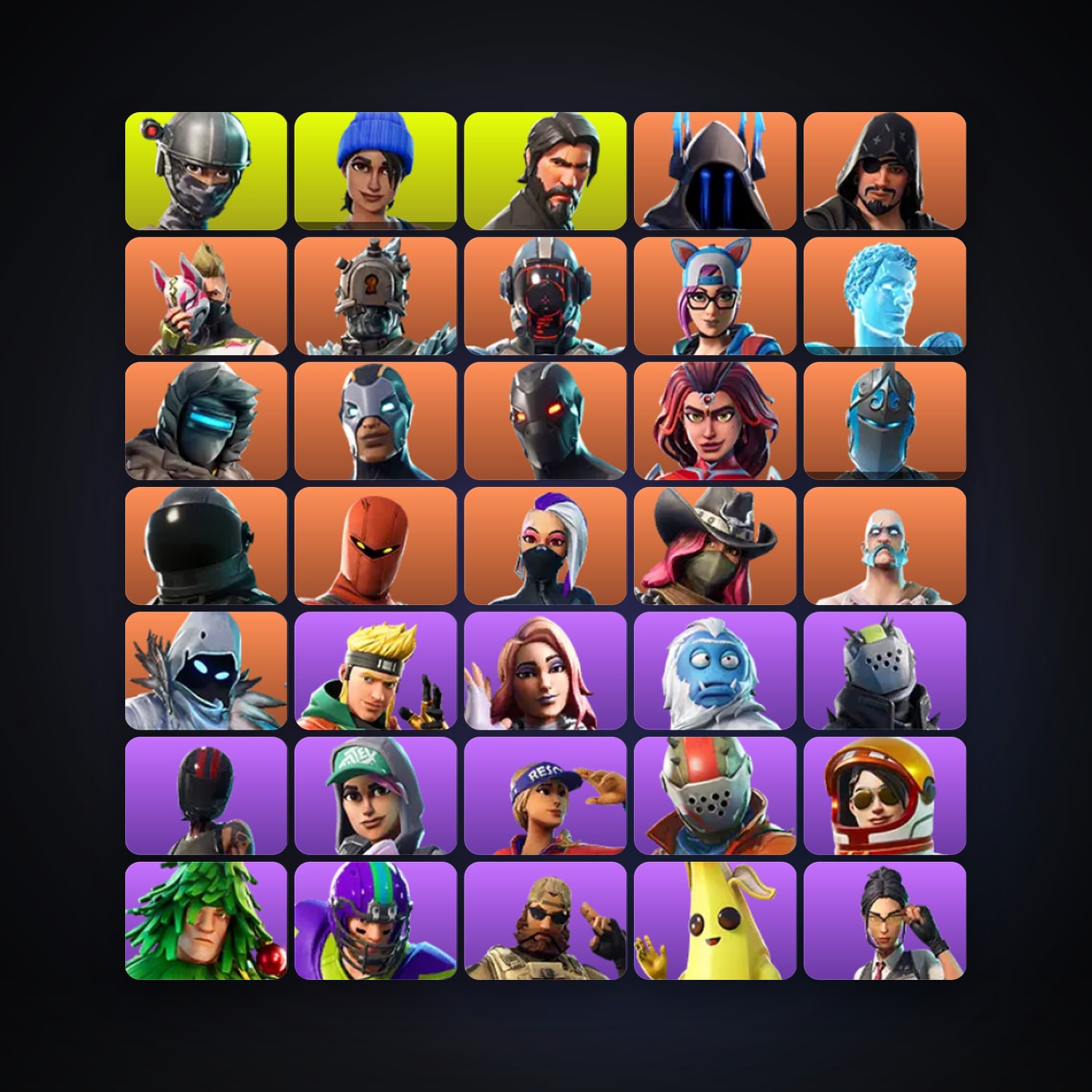 حساب فورتنايت Elite Agent وThe Reaper، لوكر 54 سكن، 500 فيبوكس، لفل 688، 180 فوز — HabibiAccounts
