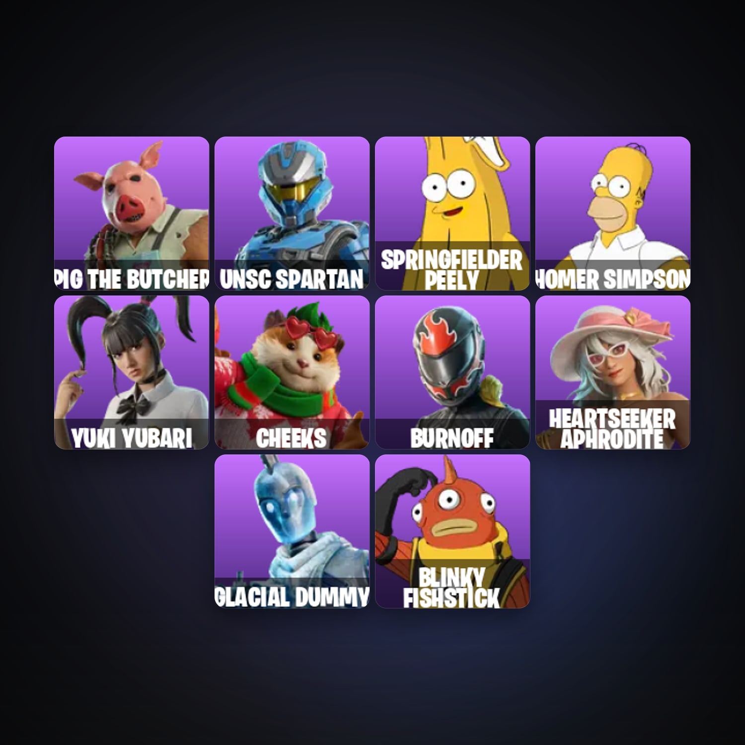 حساب فورتنايت UNSC Spartan وPig the Butcher، لوكر 14 سكن، 250 فيبوكس، لفل 916، 84 فوز — HabibiAccounts