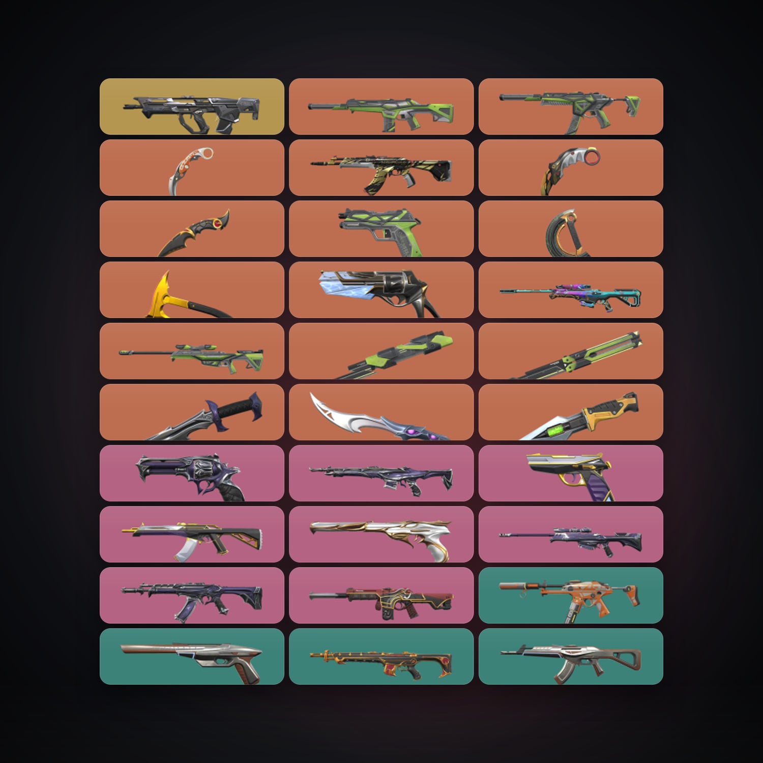 Valorant account: EU Diamond 2 locker — 10 knives, 120 skins, lvl 291 — HabibiAccounts