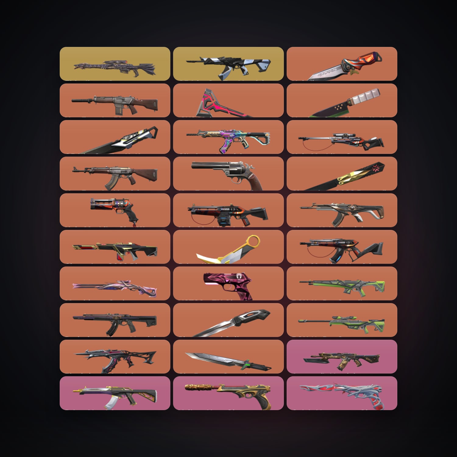 Valorant account: EU Plat 3 locker — 8 knives, 95 skins, lvl 519 — HabibiAccounts