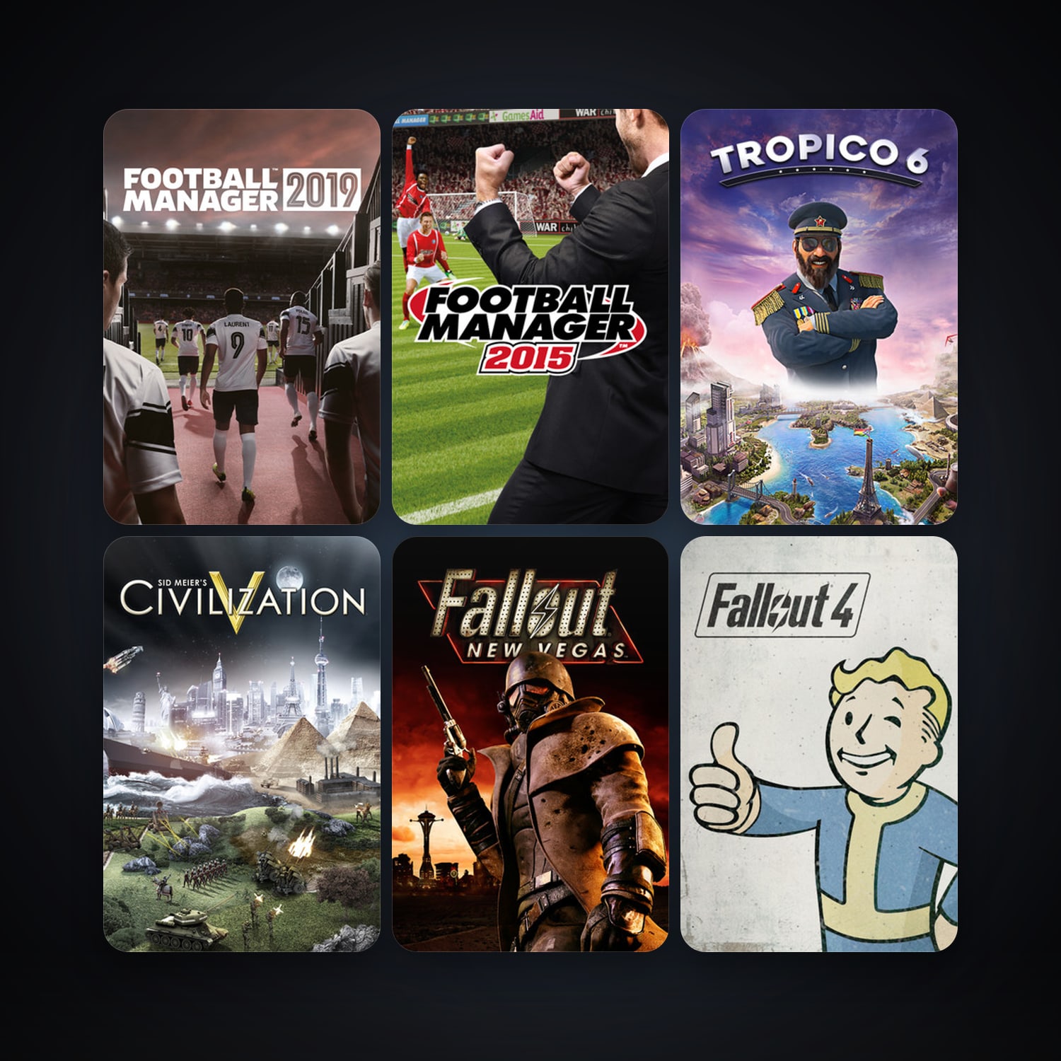 Steam account: Sid Meier's Civilization V + Fallout 3: Game of the Year Edition, 16 games, clean — HabibiAccounts