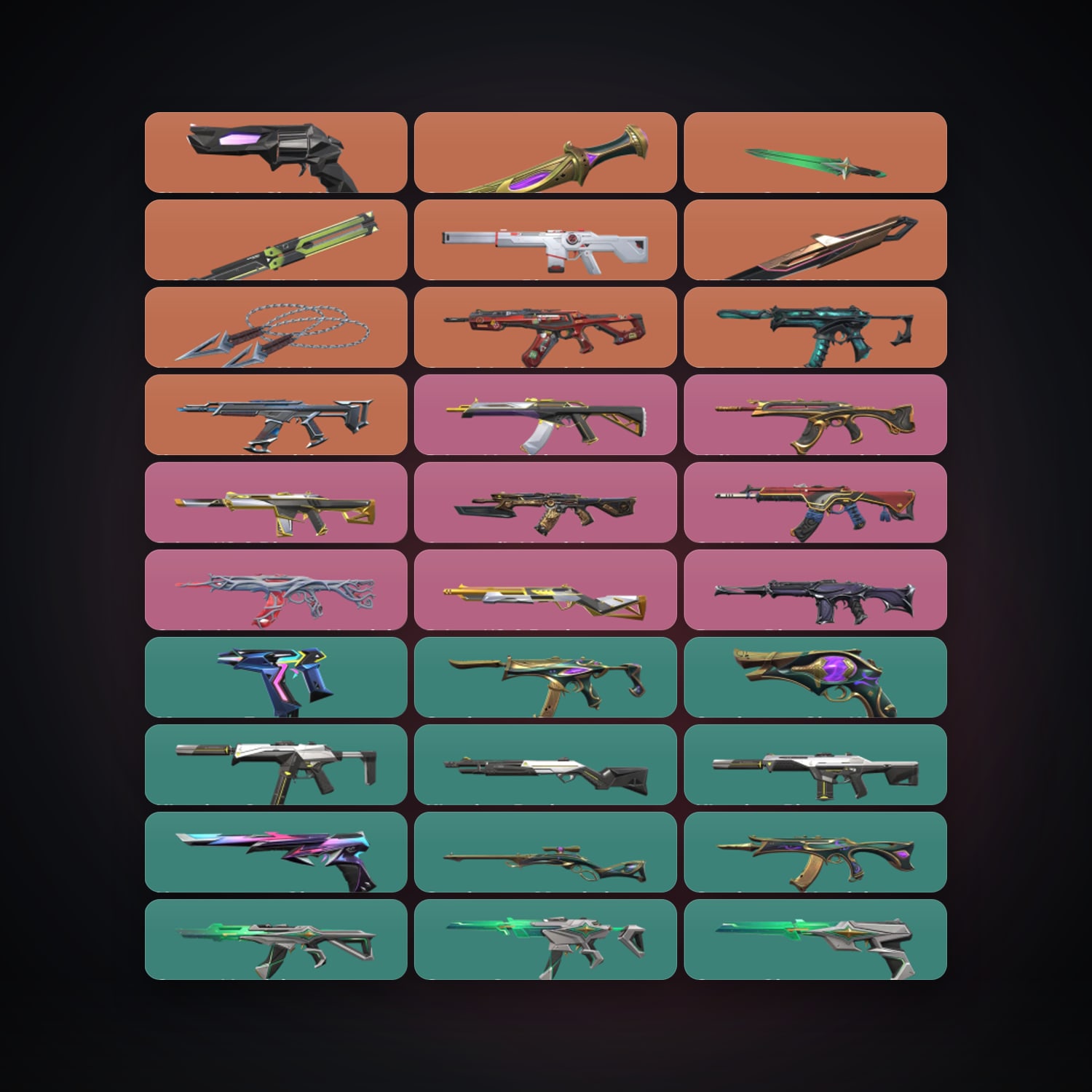 Valorant account: AP Gold 1 locker — 5 knives, 66 skins, lvl 269 — HabibiAccounts