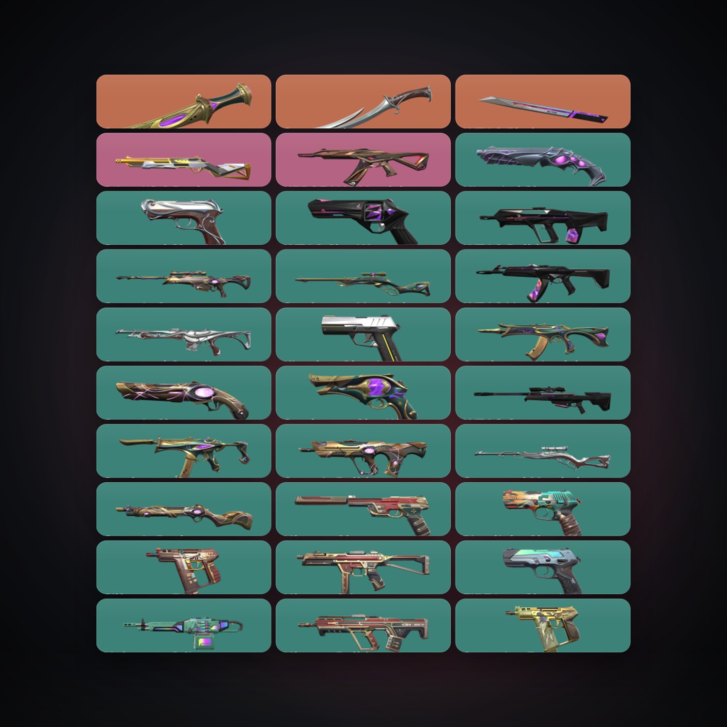 Valorant account: LA Plat 2 locker — 3 knives, 64 skins, lvl 513 — HabibiAccounts
