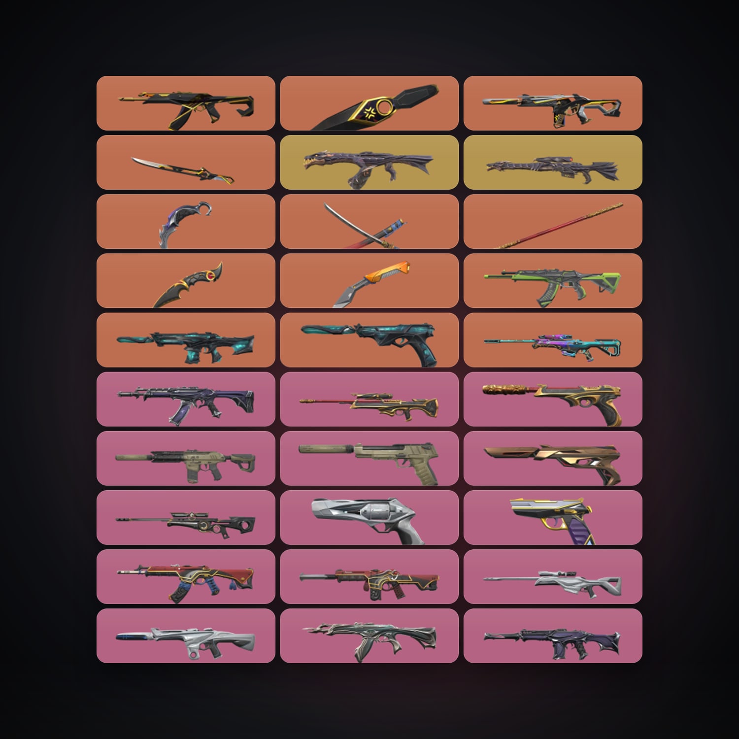 Valorant account: EU Gold 1 locker — 7 knives, 122 skins, lvl 159 — HabibiAccounts