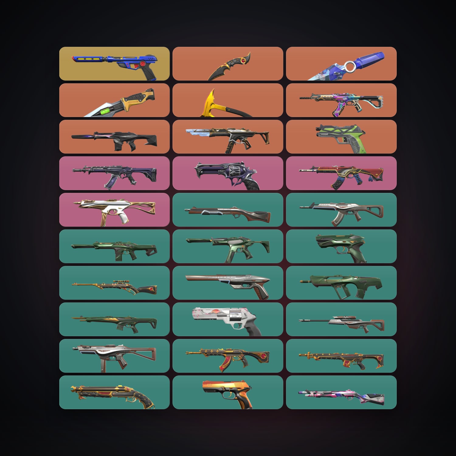 Valorant account: LA Gold 1 locker — 4 knives, 58 skins, lvl 168 — HabibiAccounts
