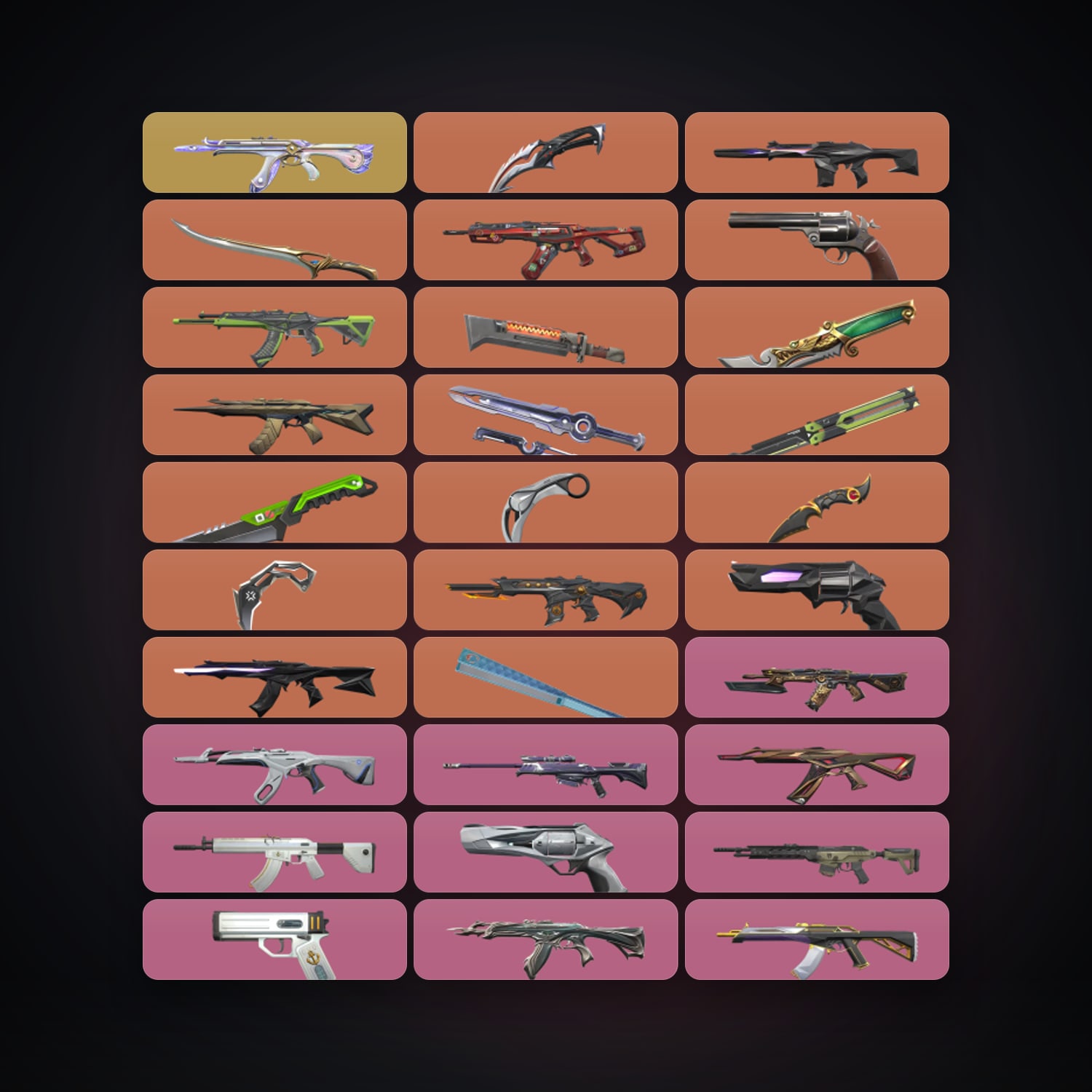 Valorant account: EU Diamond 2 locker — 11 knives, 131 skins, lvl 308 — HabibiAccounts