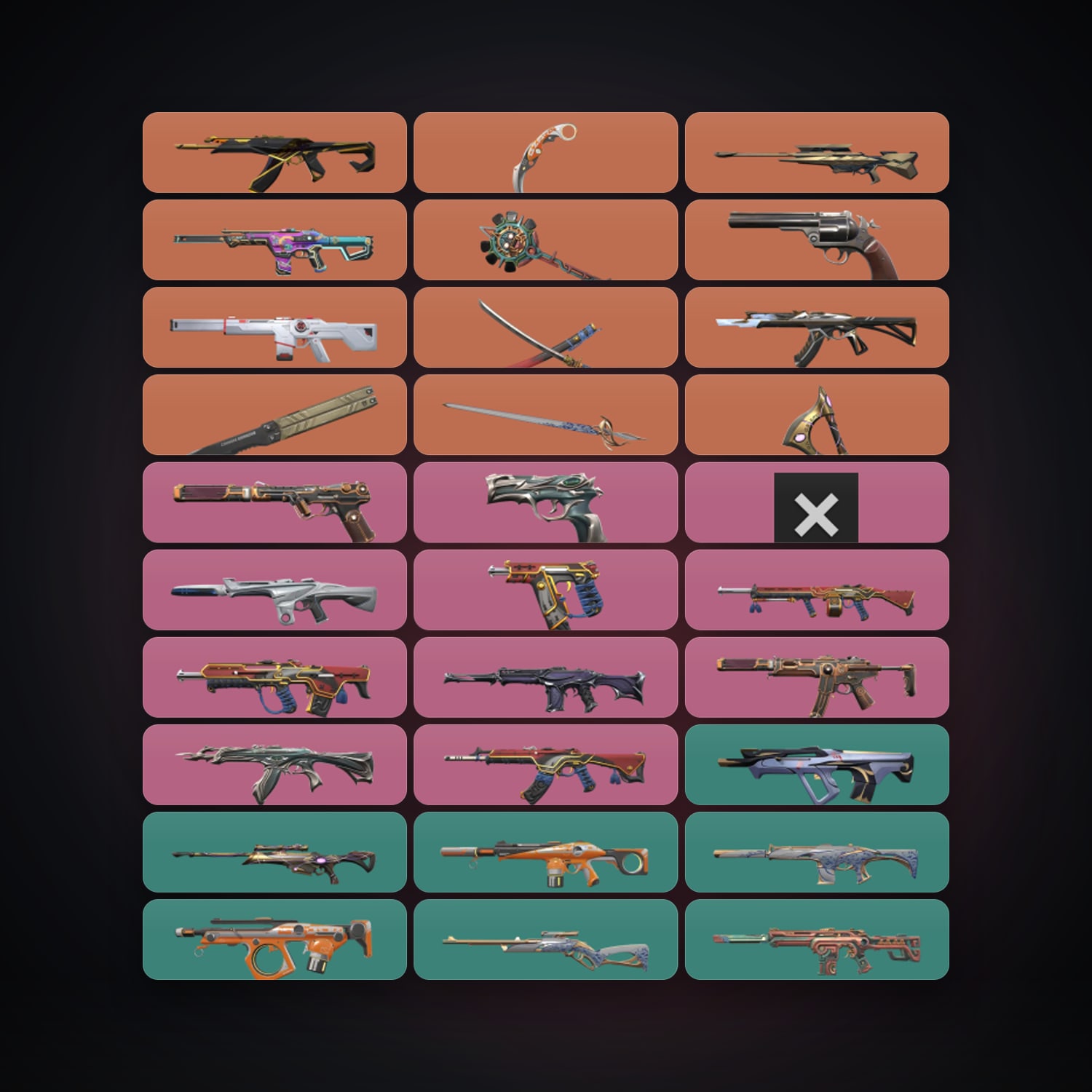 Valorant account: AP Diamond 1 locker — 6 knives, 110 skins, lvl 240 — HabibiAccounts
